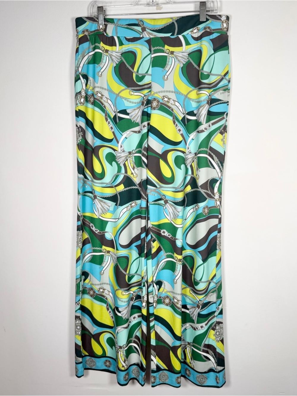 Boston Proper Womens Size Large Pull On Swirl Chain Pattern Pant Polyester Blend